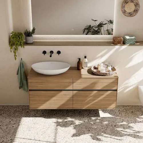 Bild von VILLEROY BOCH Collaro Waschbeckenunterschrank, 4 Auszüge, 1400 x 548 x 500 mm, Kansas Oak #C04600RH