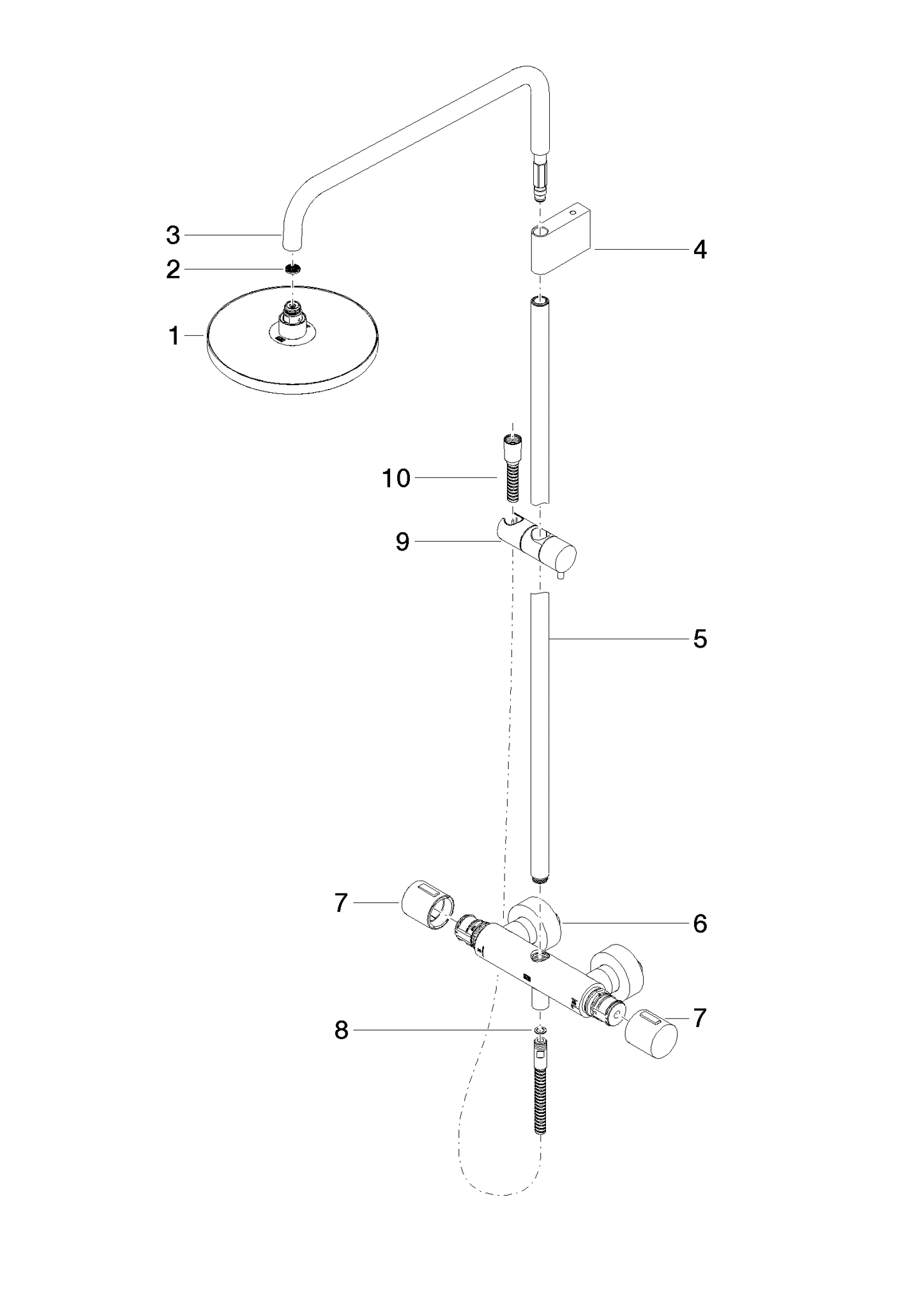 Bild von DORNBRACHT Shower Pipe mit Brause-Thermostat ohne Handbrause FlowReduce - Bronze gebürstet #34459979-42