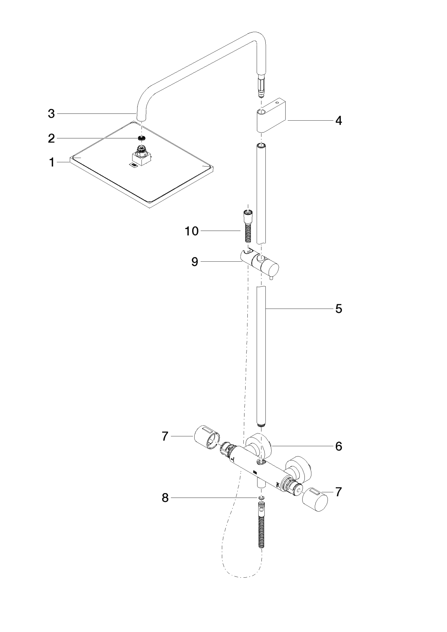Bild von DORNBRACHT Shower Pipe mit Brause-Thermostat ohne Handbrause - Bronze gebürstet #34459980-42