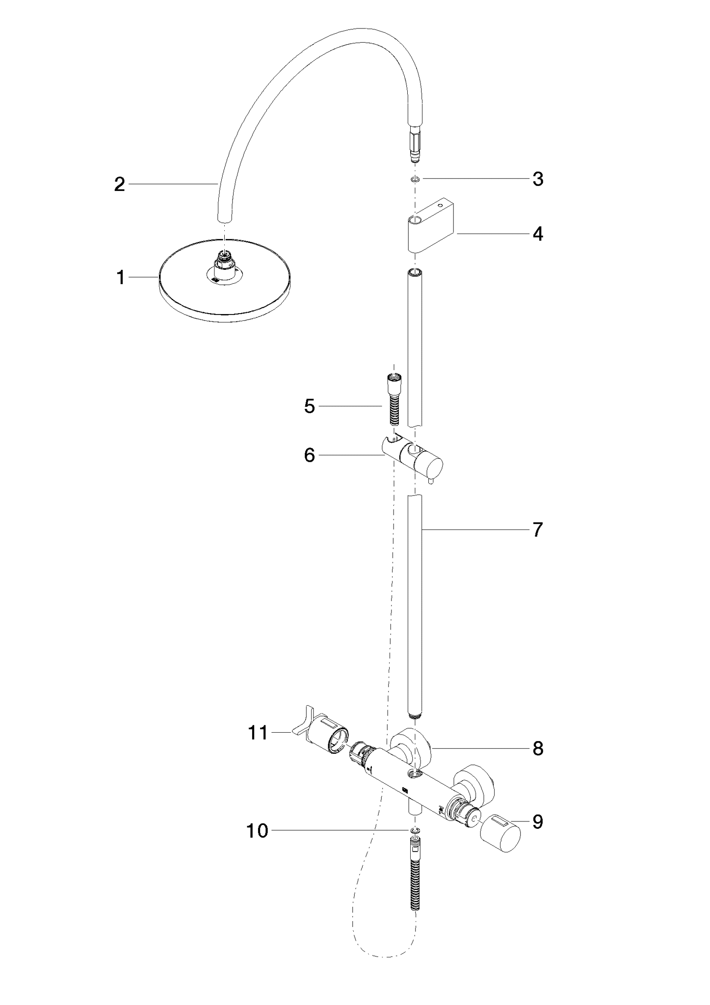 Bild von DORNBRACHT VAIA Showerpipe mit Brause-Thermostat ohne Handbrause FlowReduce - Bronze gebürstet #34459809-42