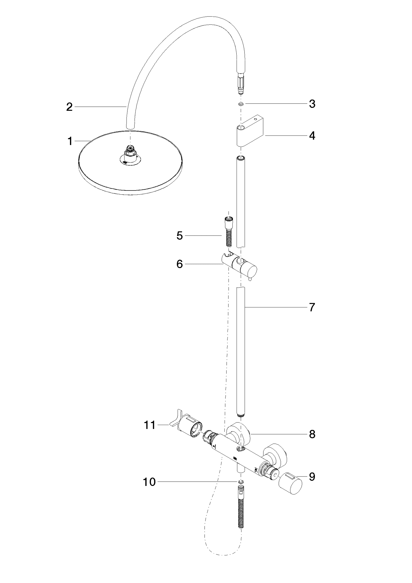 Bild von DORNBRACHT VAIA Showerpipe mit Brause-Thermostat ohne Handbrause - Bronze gebürstet #34460809-42