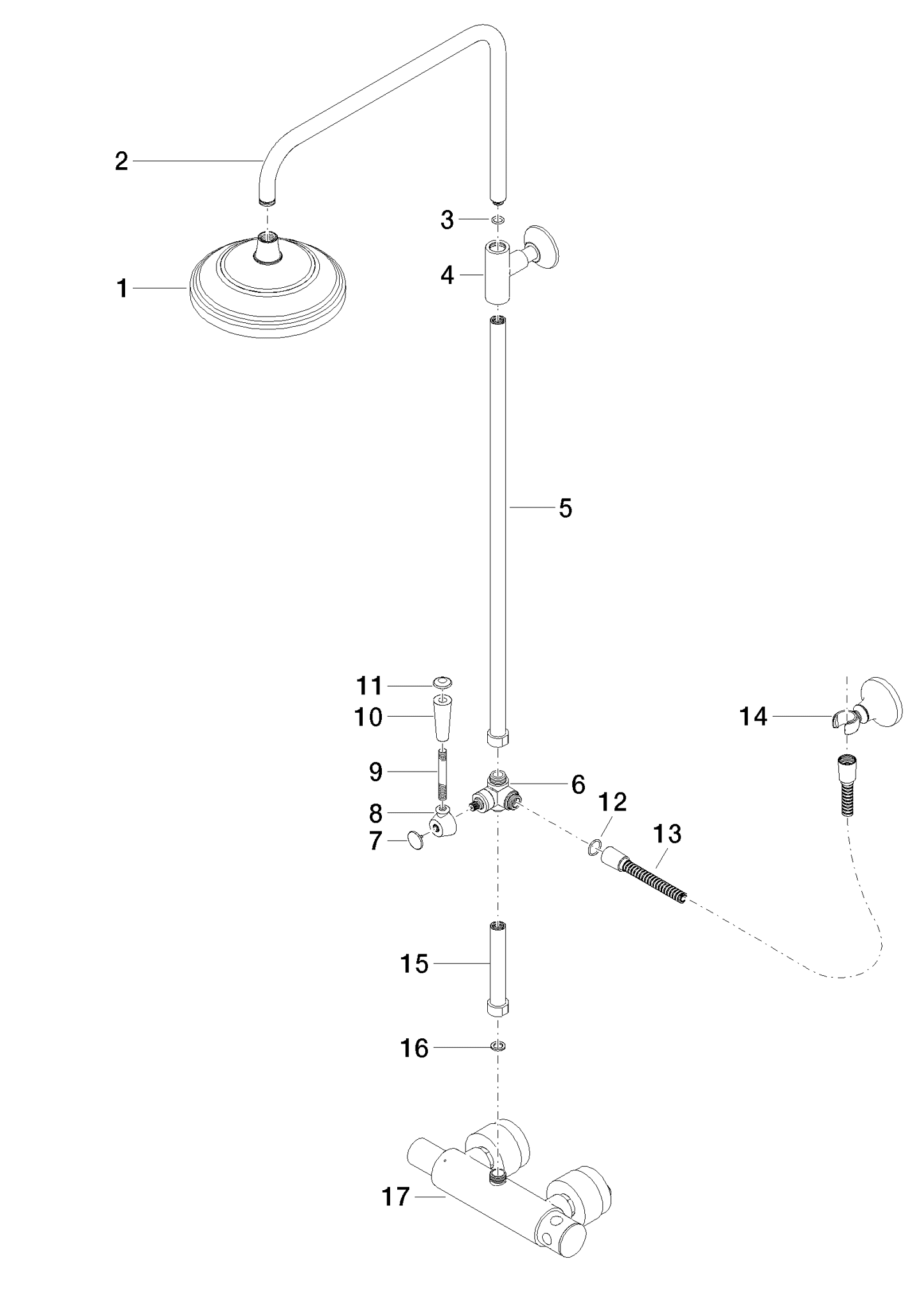 Bild von DORNBRACHT MADISON Shower Pipe mit Brause-Thermostat ohne Handbrause FlowReduce - Bronze gebürstet #34458360-42
