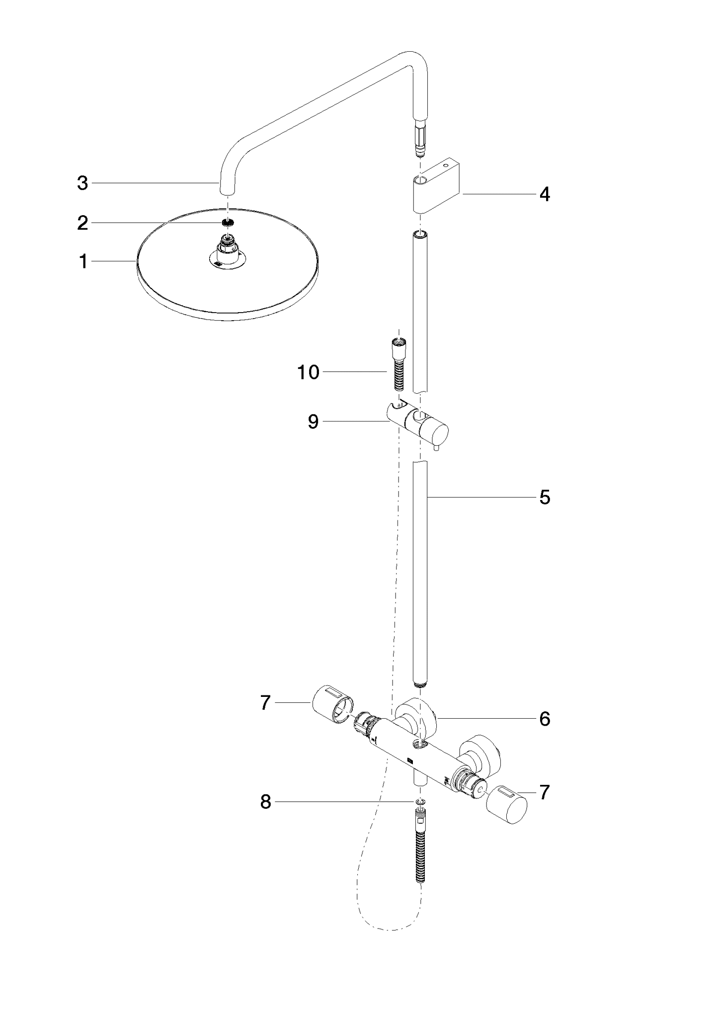 Bild von DORNBRACHT Shower Pipe mit Brause-Thermostat ohne Handbrause - Bronze gebürstet #34460979-42