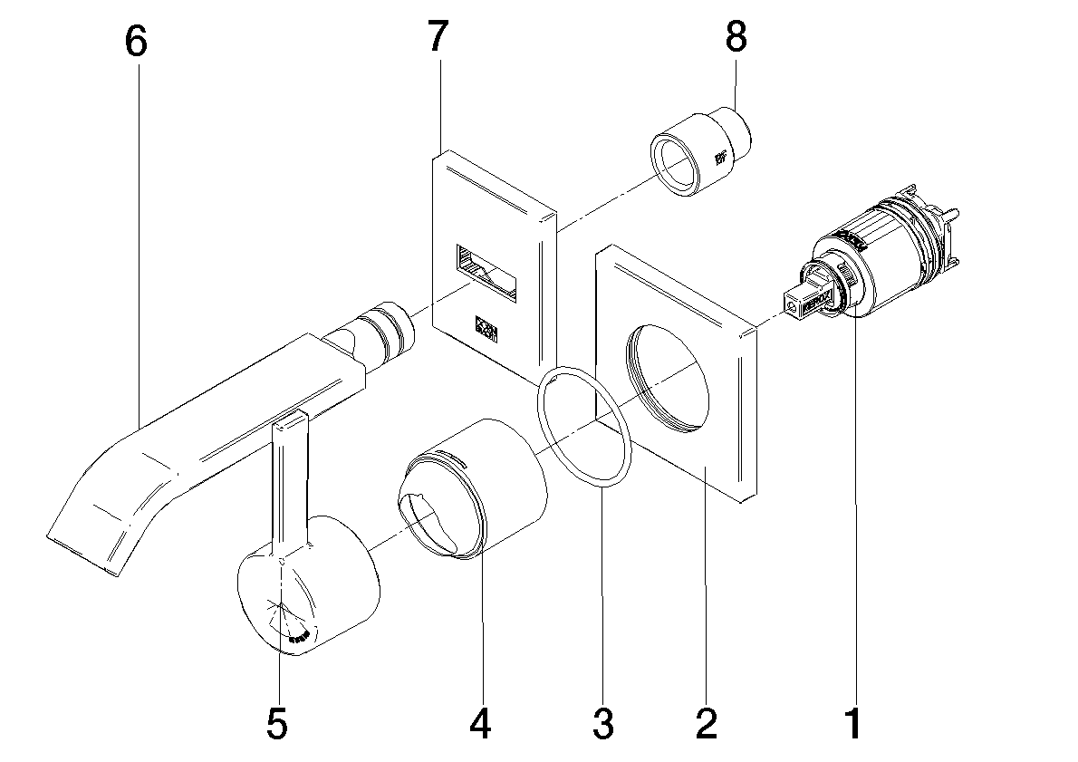 Bild von DORNBRACHT IMO Waschtisch-Wand-Einhandbatterie ohne Ablaufgarnitur - Platin gebürstet #36860671-06