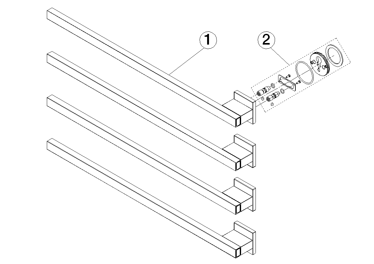 Bild von DORNBRACHT Handtuchwärmer , 4-fach , Ausladung links , ohne Bedienelement - Chrom #83304980-00
