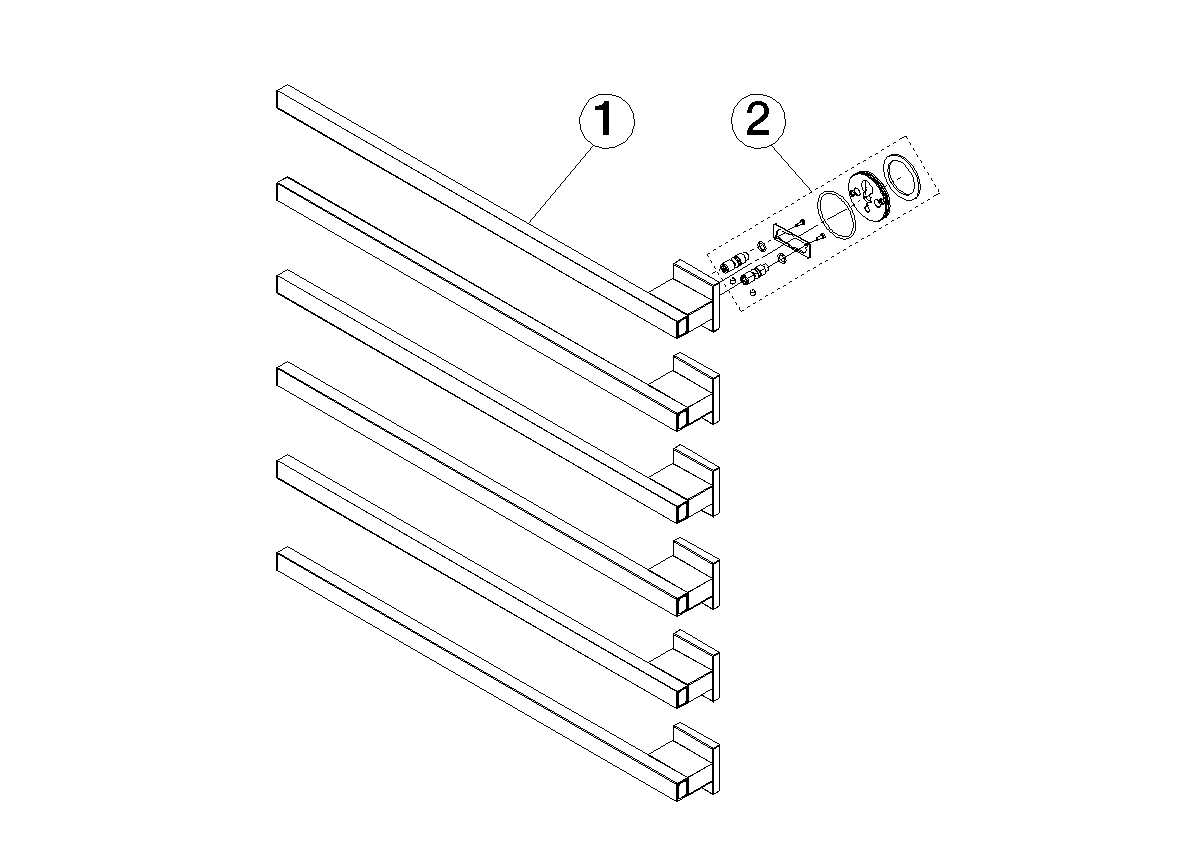 Bild von DORNBRACHT Handtuchwärmer , 6-fach , Ausladung links , ohne Bedienelement - Chrom #83306980-00