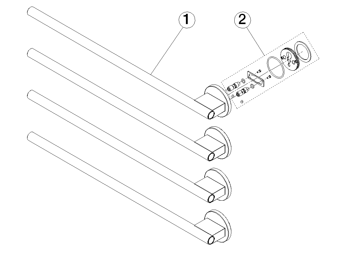 Bild von DORNBRACHT Handtuchwärmer , 4-fach , Ausladung links , ohne Bedienelement - Chrom gebürstet #83304979-93