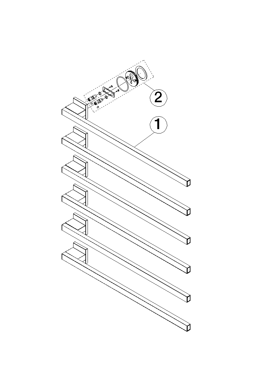 Bild von DORNBRACHT Handtuchwärmer , 6-fach , Ausladung rechts , ohne Bedienelement - Chrom #83316980-00
