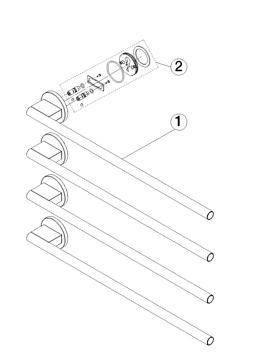 Bild von DORNBRACHT Handtuchwärmer , 6-fach , Ausladung rechts , ohne Bedienelement - Chrom #83316979-00