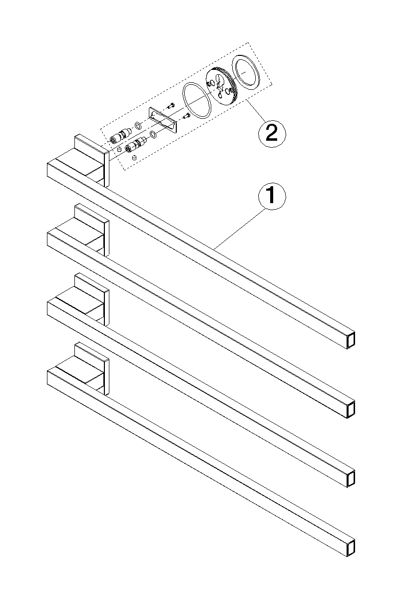 Bild von DORNBRACHT Handtuchwärmer , 4-fach , Ausladung rechts , ohne Bedienelement - Schwarz matt #83314980-33