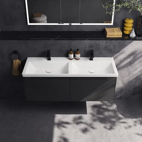 Bild von VILLEROY BOCH Subway 3.0 Schrank-Doppelwaschtisch, 1300 x 475 x 165 mm, Stone White CeramicPlus, ohne Überlauf #4A71D1RW