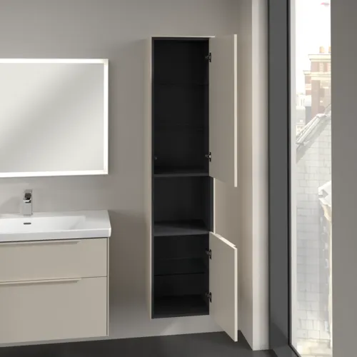 Obrázek VILLEROY BOCH Subway 3.0 Vysoká skříň, 2 dveře, 400 x 1710 x 362 mm, Cashmere Grey / Cashmere Grey #C58902VN