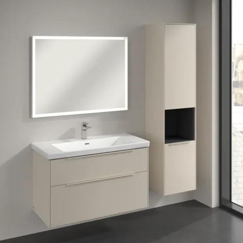 Obrázek VILLEROY BOCH Subway 3.0 Vysoká skříň, 2 dveře, 400 x 1710 x 362 mm, Cashmere Grey / Cashmere Grey #C58902VN