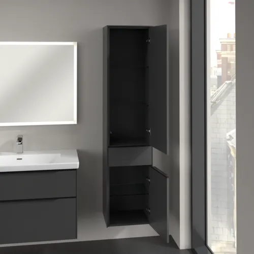 Bild von VILLEROY BOCH Subway 3.0 Hochschrank, 2 Türen, 1 Auszug, 400 x 1710 x 362 mm, Graphite / Graphite #C59101VR