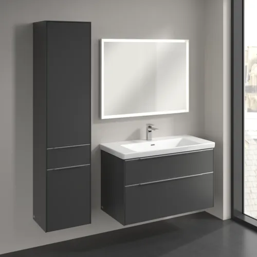 Bild von VILLEROY BOCH Subway 3.0 Hochschrank, 2 Türen, 1 Auszug, 400 x 1710 x 362 mm, Graphite / Graphite #C59001VR