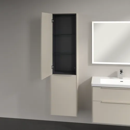Bild von VILLEROY BOCH Subway 3.0 Hochschrank, 1 Tür, 1 Wäscheklappe, 450 x 1710 x 362 mm, Cashmere Grey / Cashmere Grey #C59202VN