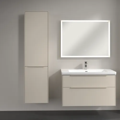 Bild von VILLEROY BOCH Subway 3.0 Hochschrank, 1 Tür, 1 Wäscheklappe, 450 x 1710 x 362 mm, Cashmere Grey / Cashmere Grey #C59202VN