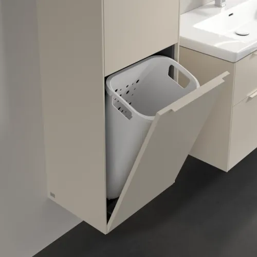 Bild von VILLEROY BOCH Subway 3.0 Hochschrank, 1 Tür, 1 Wäscheklappe, 450 x 1710 x 362 mm, Cashmere Grey / Cashmere Grey #C59202VN