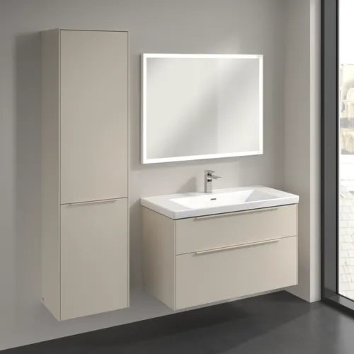 Bild von VILLEROY BOCH Subway 3.0 Hochschrank, 1 Tür, 1 Wäscheklappe, 450 x 1710 x 362 mm, Cashmere Grey / Cashmere Grey #C59202VN