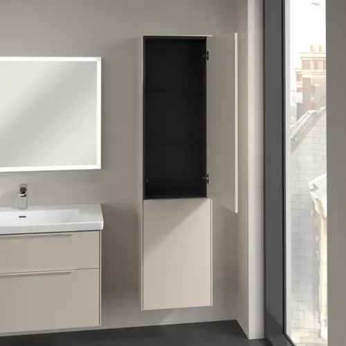 Bild von VILLEROY BOCH Subway 3.0 Hochschrank, 1 Tür, 1 Wäscheklappe, 450 x 1710 x 362 mm, Cashmere Grey / Cashmere Grey #C59302VN
