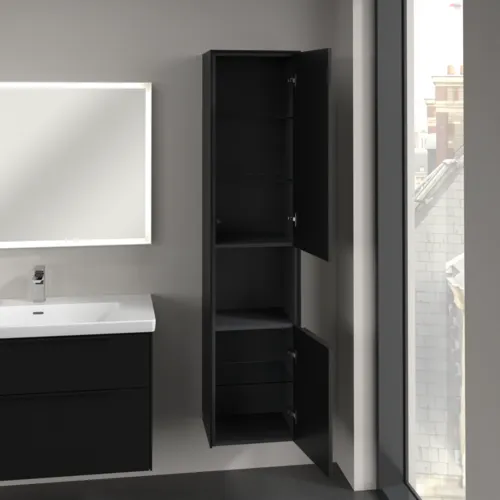 Bild von VILLEROY BOCH Subway 3.0 Hochschrank, 2 Türen, 400 x 1710 x 362 mm, Volcano Black / Volcano Black #C58901VL