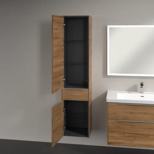 Bild von VILLEROY BOCH Subway 3.0 Hochschrank, 2 Türen, 1 Auszug, 400 x 1710 x 362 mm, Kansas Oak / Kansas Oak #C59000RH