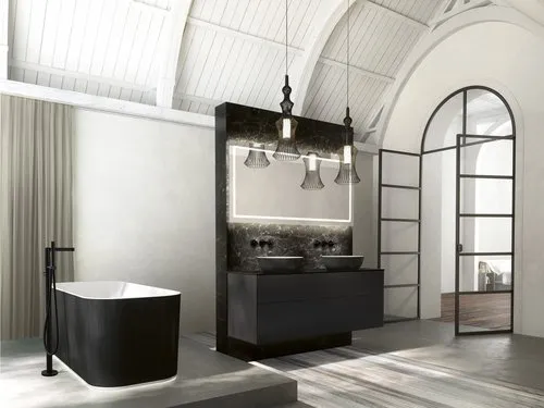 Bild von VILLEROY BOCH Finion Waschbeckenunterschrank, mit Beleuchtung, 4 Auszüge, 1600 x 603 x 501 mm, Black Matt Lacquer / Glass Black Matt #GA8200PD