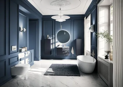 Obrázek VILLEROY BOCH Antao Medium-height cabinet, 1 door, 414 x 1039 x 356 mm, Front without structure, Midnight Blue Matt Lacquer / Midnight Blue Matt Lacquer #K43000HG