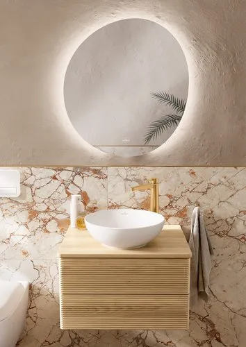 Bild von VILLEROY BOCH Loop & Friends Aufsatzwaschbecken, 380 x 380 x 120 mm, Stone White CeramicPlus, ohne Überlauf #4A4501RW