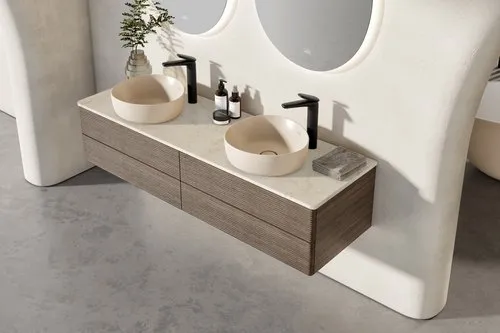 Picture of VILLEROY BOCH Antao Surface-mounted washbasin, 400 x 395 x 145 mm, Almond CeramicPlus, without overflow #4A7240AM
