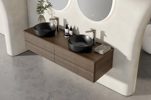 Obrázek VILLEROY BOCH Umyvadlo na desku Antao, 400 x 395 x 145 mm, Pure Black CeramicPlus, bez přepadu #4A7240R7
