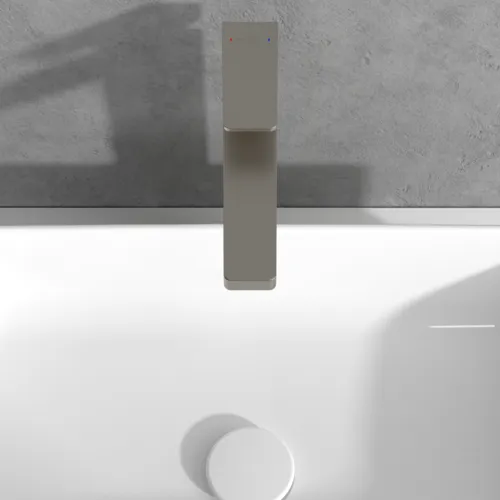 Bild von VILLEROY BOCH Architectura Square Einhebel-Waschtischarmatur erhöht mit Push-Open-Ablaufgarnitur, Brushed Nickel Matt #TVW12500200064