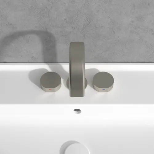 Bild von VILLEROY BOCH Dawn Dreiloch-Waschtischarmatur ohne Ablaufgarnitur, Brushed Nickel Matt #TVZ10600500064