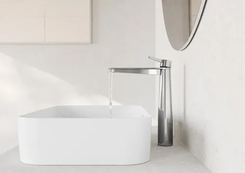 Bild von VILLEROY BOCH Conum Einhebel-Waschtischarmatur erhöht mit Push-Open-Ablaufgarnitur, Chrom #TVW12700500061