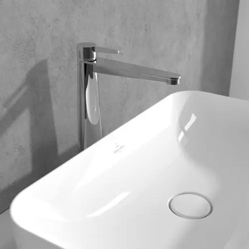 Bild von VILLEROY BOCH Conum Einhebel-Waschtischarmatur erhöht mit Push-Open-Ablaufgarnitur, Chrom #TVW12700500061