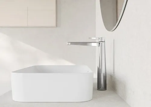 Bild von VILLEROY BOCH Conum Einhebel-Waschtischarmatur erhöht mit Push-Open-Ablaufgarnitur, Chrom #TVW12700500061