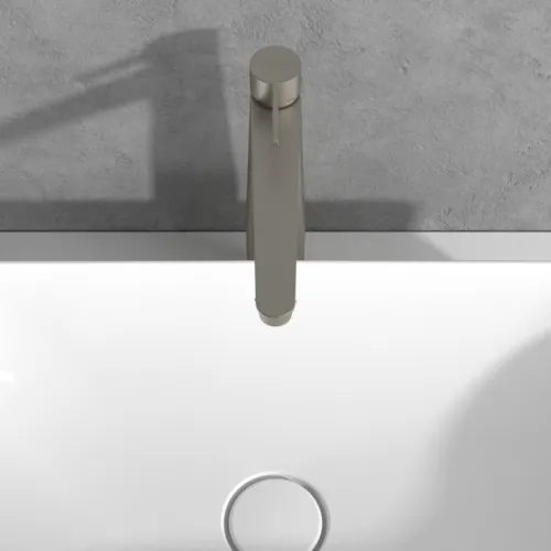 Bild von VILLEROY BOCH Conum Einhebel-Waschtischarmatur erhöht mit Push-Open-Ablaufgarnitur, Brushed Nickel Matt #TVW12700500064