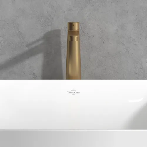 Bild von VILLEROY BOCH Conum Einhebel-Waschtischarmatur erhöht mit Push-Open-Ablaufgarnitur, Brushed Gold #TVW12700500076