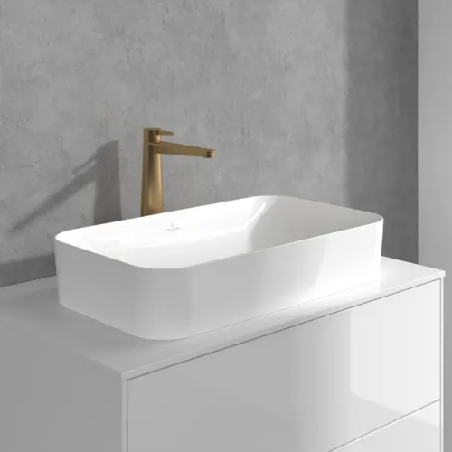 Bild von VILLEROY BOCH Conum Einhebel-Waschtischarmatur erhöht mit Push-Open-Ablaufgarnitur, Brushed Gold #TVW12700500076