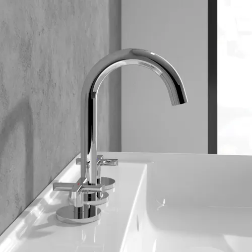 Bild von VILLEROY BOCH Loop & Friends Dreiloch-Waschtischarmatur ohne Ablaufgarnitur, Chrom #TVZ10600900061
