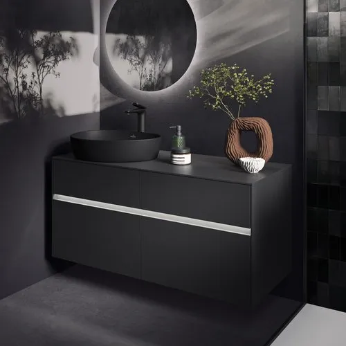 Picture of VILLEROY BOCH Antao Surface-mounted washbasin, 510 x 400 x 146 mm, Pure Black CeramicPlus, without overflow #4A7351R7