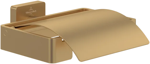 Bild von VILLEROY BOCH Elements - Striking Toilettenpapierhalter mit Deckel, 131 x 115 x 45 mm, Brushed Gold #TVA15201300076