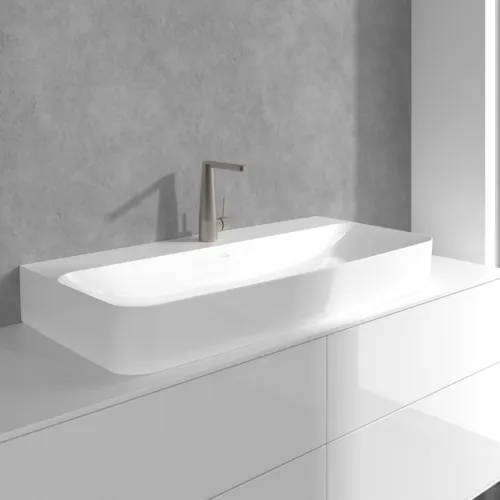Bild von VILLEROY BOCH Conum Einhebel-Waschtischarmatur mit Push-Open-Ablaufgarnitur, Brushed Nickel Matt #TVW12700400064