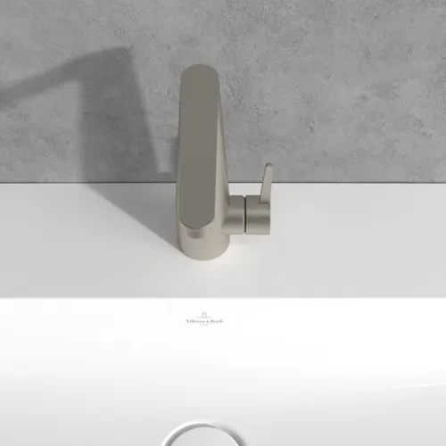 Bild von VILLEROY BOCH Conum Einhebel-Waschtischarmatur mit Push-Open-Ablaufgarnitur, Brushed Nickel Matt #TVW12700400064