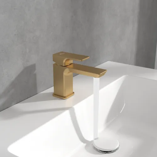 Bild von VILLEROY BOCH Subway 3.0 Einhebel-Waschtischarmatur ohne Ablaufgarnitur, Brushed Gold #TVW11200100176