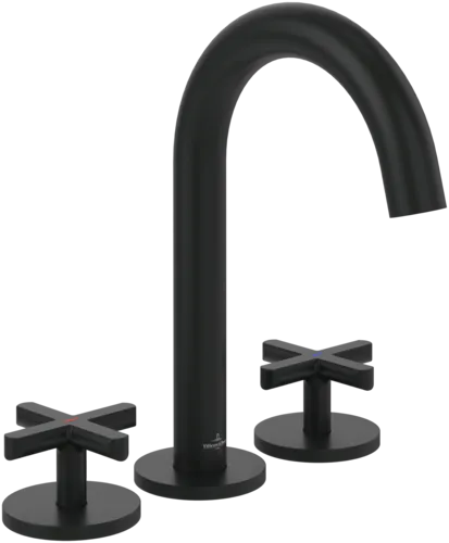 Bild von VILLEROY BOCH Loop & Friends Dreiloch-Waschtischarmatur ohne Ablaufgarnitur, Matt Black #TVZ106009000K5
