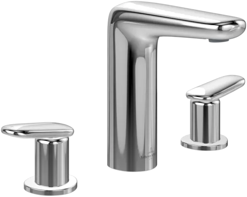 Bild von VILLEROY BOCH Antao Dreiloch-Waschtischarmatur mit Push-Open-Ablaufgarnitur, Chrom #TVW11100100061