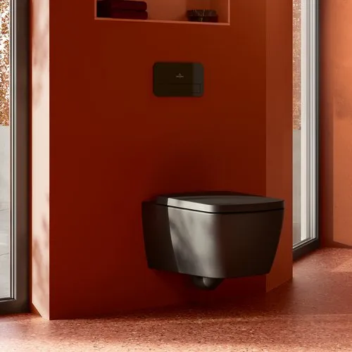 Bild von VILLEROY BOCH Subway 3.0 Tiefspül-WC spülrandlos, wandhängend, mit TwistFlush, Pure Black CeramicPlus #4610T0R7