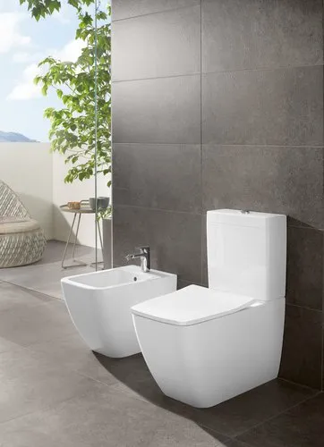 Bild von VILLEROY BOCH Venticello Tiefspül-WC spülrandlos für Kombination, bodenstehend, mit DirectFlush, Weiß Alpin CeramicPlus #4612R0R1