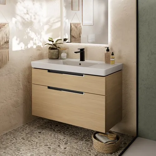 Bild von VILLEROY BOCH Subway 2.0 Waschbeckenunterschrank, 2 Auszüge, 987 x 590 x 449 mm, Nordic Oak #A91510VJ